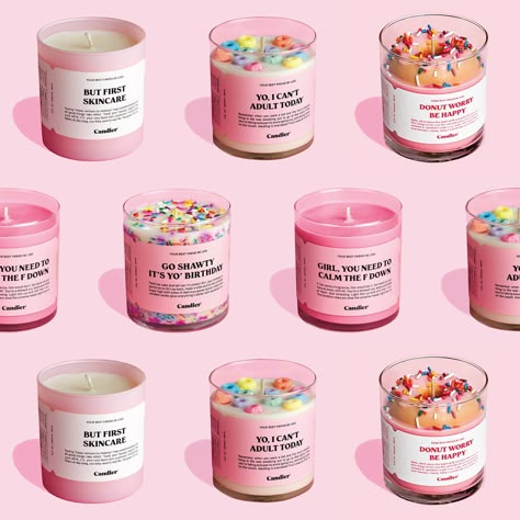 Funny Candles Collection| Best Candles For Gifts| Shop Ryan Porter Essential Oil Candle Blends, Candles Trends, Fun Candles, Candle Blends, Cool Candles, Donut Worry Be Happy, Candles Design, Candle Designs, Cake Cute