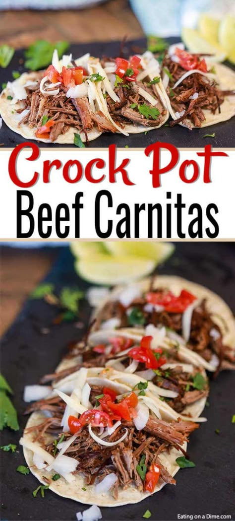 Beef Carnitas Recipe, Slow Cooker Beef Carnitas, Beef For Tacos, Slow Cooker Beef Tacos, Carnitas Crockpot, Beef Carnitas, Slow Cooker Pork Carnitas, Beef Rouladen, Pork Carnitas Recipe