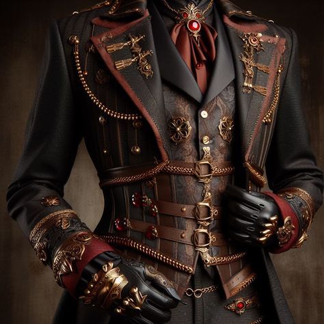 Steampunk Mens Fashion Victorian, Royalty Core Outfits Men, Fantasy Ball Male Outfit, Masquerade Male Outfit, Fancy Fantasy Outfits Male, Mens Fantasy Ball Outfit, Jester Outfit Male, Formal Fantasy Outfits Male, Fancy Outfit Men