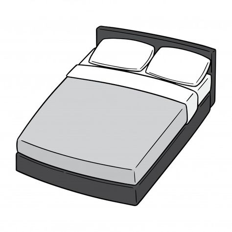 Bed Base Drawing, Bed Vector Illustration, Simple Bed Drawing, Bed Art Drawing, Bed Cartoon Drawing, How To Draw A Bed, Bed Drawing Sketches, Bed Drawing Reference, Bed Drawing Easy