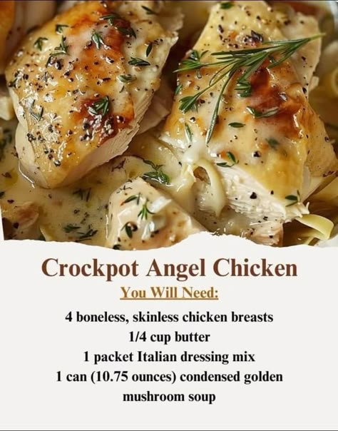 Mini Crockpot Recipes, Angel Chicken, Italian Dressing Mix, Healthy Slow Cooker, Slow Cooker Recipes Healthy, Easy Slow Cooker Recipes, Grandmas Recipes, Recipes Crockpot, Italian Dressing