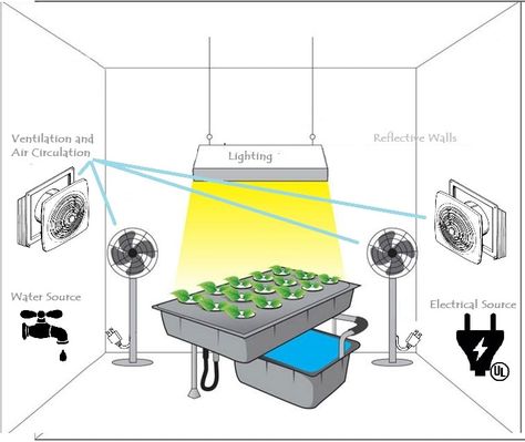 Grow Room Setup Indoor, Indoor Garden House, Homemade Hydroponics, Hydroponic Grow Systems, Growing Food Indoors, Indoor Grow, Hydroponics Diy, Ventilation Design, Grow Room