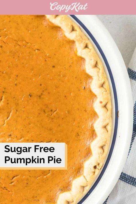 Sugar Free Pumpkin pie is great for diabetics and anyone wanting to reduce sugar intake. Get the easy recipe and find out how to make the best sugar free pumpkin pie for dessert. The filling is creamy and perfectly flavored. Make this pumpkin pie without sugar for Thanksgiving. Stevia Pumpkin Pie, Zero Sugar Pumpkin Pie, Splenda Pumpkin Pie, Low Sugar Pumpkin Pie Recipe, Pumpkin Pie Recipe Easy Healthy, No Sugar Added Pumpkin Pie, Sugar Free Pumpkin Pie Recipe, Sugar Free Apple Pie Recipe, Sugarfree Pumpkin Pie Recipe