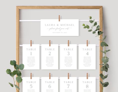 Sage Green Seating Chart Template, Sage Green Seating Cards, Minimalist Seating Chart, Modern Seating Plan, Editable | INSTANT DOWNLOAD Seating Chart Cards, Wedding Seating Cards, Table Seating Chart, Diy Seating, Seating Chart Template, Chart Template, Seating Cards, Bridal Shower Welcome Sign, Bridal Shower Signs