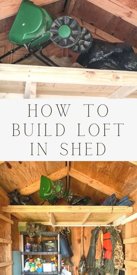 Discover the perfect solution for maximizing space in your garden shed with our step-by-step guide on how to build a loft in a shed. Get inspired with creative garden shed ideas and learn the art of DIY shed loft construction. Elevate your garden shed organization game and make the most of your space today!" #DIYShedLoft #GardenShedIdeas #HowToBuildLoftInShed #GardenShedOrganization #BuildAShedLoft Loft Construction, Shed Loft, Garden Shed Organization, Build A Loft, 10x20 Shed, Shed Shelving, Cabin Storage, Shed With Loft, Small Shed