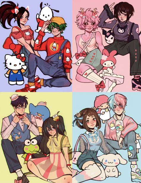 Kuromi As Human Drawing, Saniro Charcters As People, My Melody Human Drawing, Hello Kitty And Friends As Humans, Mha X Hello Kitty, Sanrio Characters Fanart, Human Hello Kitty Fanart, Hello Kitty Outfit Drawing, Kuromi As A Human Drawing