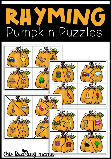 Food Books For Preschool, This Reading Mama, Pumpkin Rhymes For Preschool, Pumpkin Literacy Activities Kindergarten, Fall Rhyming Activities Preschool, Pumpkin Centers Kindergarten, Halloween Language Activities Preschool, Pumpkin Kindergarten Activities, Spooky The Square Pumpkin Activities