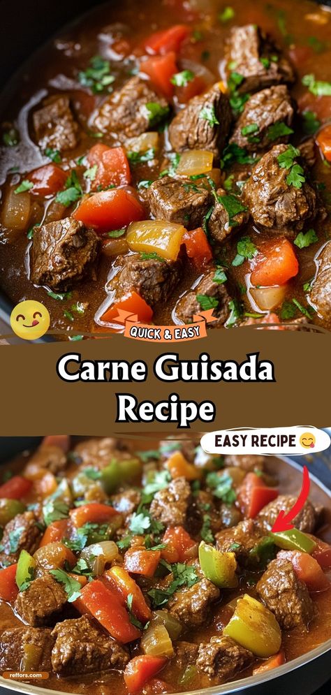 Savor the rich, spicy flavors of this Carne Guisada. Slow-cooked beef in a flavorful sauce makes this dish a staple of Tex-Mex cuisine. #CarneGuisada #TexMex #SlowCooked Carne Guisada Recipe Crockpot, Carne Guisada Instant Pot, Crockpot Carne Guisada, Easy Carne Guisada Recipe, Carne Guisada Recipe Mexican, Guisada Recipe, Latino Food, Carne Guisada, Stew Meat Recipes