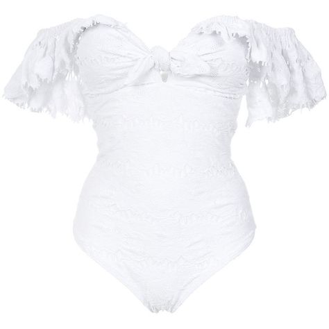 Amir Slama texture ruffled swuimsuit (1,395 SAR) ❤ liked on Polyvore featuring swimwear, one-piece swimsuits, white, frilly swimsuit, spandex bathing suits, white swimsuits, flounce swimwear and frill swimsuit White Onepiece Swimsuit Outfit, Wedding Bathing Suits, Frilly One Piece Swimsuit, Cute White Bathing Suits, Cute Frilly Swimsuit, Coquette Bathing Suit One Piece, Coquette One Piece Swimsuit, Ruffle One Piece Swimsuit, White Swim Suit