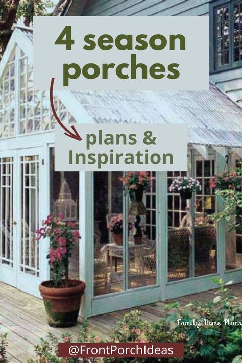 This post will give you everything you need to consider to enclose your porch. Enjoy your porch all year long. If you are looking for tips on how to create a four seasons porch, then this post is for you. Turning Back Porch Into Sunroom, All Weather Porch Ideas, Front Conservatory Porches, 3season Porch Ideas, Sun Porch Ideas Sunroom Addition 4 Season Room, Four Season Porch Ideas, Closed Porch Ideas, 4 Season Sunroom Ideas Room Additions, Carport Renovation