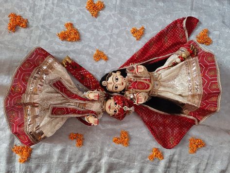 Gangore Festival Decoration, Gangour Mata, Gangore Mehndi Designs, Tuljapur Bhavani Mata Wallpaper, Bhavani Mata, Mata Wallpaper, Silk Saree Blouse Designs Patterns, Wedding Doll, Cloth Dolls Handmade