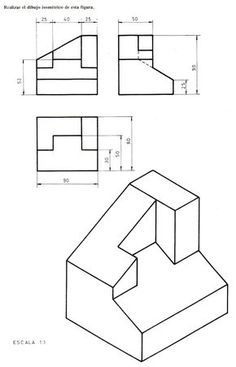 Orthogonal Drawing, Isometric Sketch, Isometric Drawing Exercises, 3d Drawing Techniques, Autocad Isometric Drawing, Orthographic Drawing, Fractal Geometry, Interesting Drawings, Architecture Drawing Plan