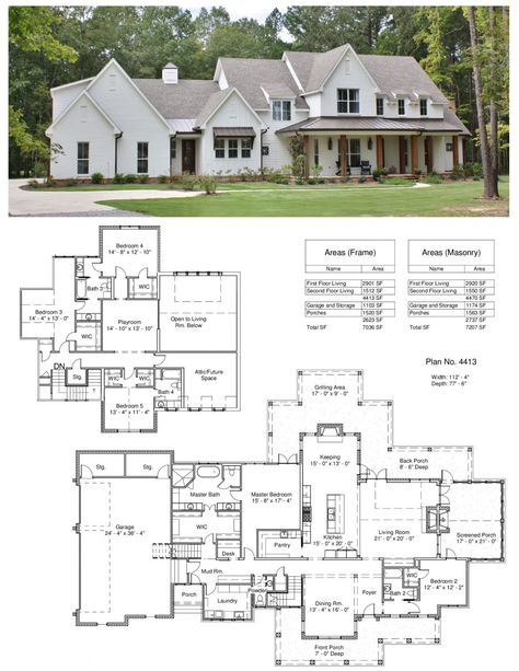 Large Home Layout Floor Plans, Large Family Farmhouse Floor Plans, Six Bedroom Floor Plans, Interesting House Floor Plans, Floor Plan With Art Studio, Large Country House Plans, House Plans With Laundry Off Master, Floor Plans With 2 Offices, Big Family Farmhouse