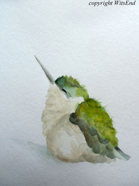 Hummingbird. Baby Bird watercolor painting original nursery art by 4WitsEnd, via Etsy: Hummingbird Print, Painting Nursery, Art Door, Bird Watercolor Paintings, Watercolor Birds, Bird Watercolor, Watercolor Pictures, Watercolour Inspiration, Watercolor Projects