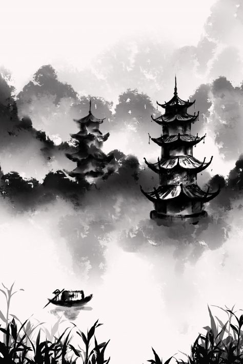 Chinese Style Illustration, Lukisan Landskap, Japanese Ink Painting, Chinese Landscape Painting, Chinese Art Painting, Wallpaper Cantik, Books For Adults, Sketch Books, Japanese Artwork