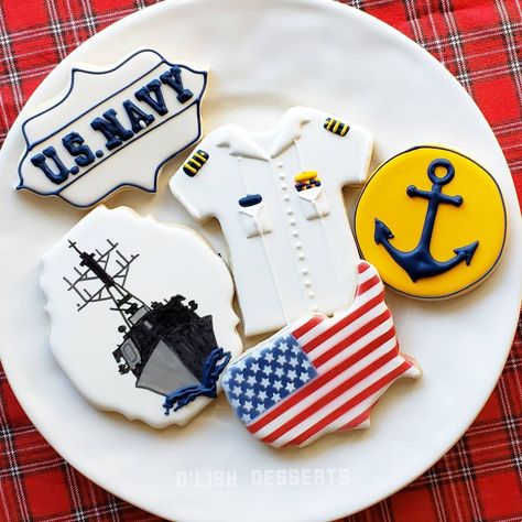 Usps Cookies Decorated, Marine Corps Cookies Decorated, Us Navy Cookies Decorated, Marine Corp Cookies Decorated, Navy Cookies United States, Navy Cookies, Dip Designs, Veterans Appreciation, Creative Sweets