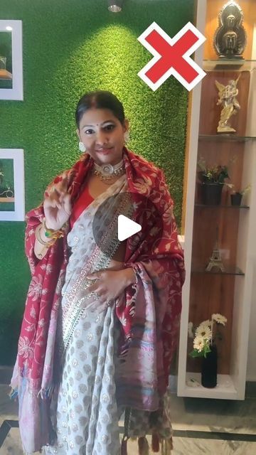 Mamta on Instagram: "How to style saree with shawl #wintersareestyle #winterfashion" How To Style Saree In Winter Wedding, Saree And Shawl Style, Saree With Shawl Look, Shawl Drape Styles, Shawl On Saree, How To Drape Shawl, How To Wear Shawl On Saree, How To Style Shawl With Saree, Winter Saree Styling