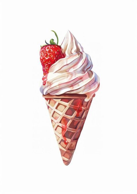 Delicious strawberry ice cream cone | free image by rawpixel.com / Pitcha Benrohman Ice Cream Cone Art, Strawberry Ice Cream Cone, Watercolor Ice Cream, Strawberry Art, Strawberry Ice Cream, Ice Cream Cone, Art Background, Free Image, Wallpaper Backgrounds