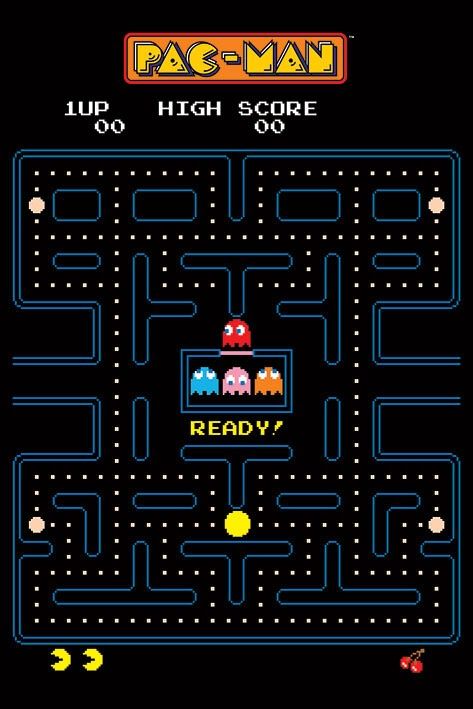 Pacman Poster, Video Games Poster, Pac Man Maze, Game Posters, Gaming Poster, Black Poster, Video Game Posters, Gaming Posters, Retro Arcade