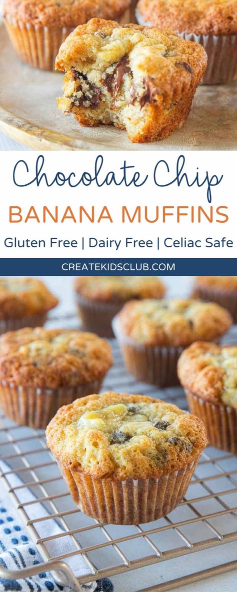 Gluten Free Choc Chip Muffins, Dairy Free Banana Muffins, Bussin Food, Banana Choc Chip Muffins, Chocolate Chip Banana Muffins, Mini Banana Muffins, Choc Chip Muffins, Homemade Gluten Free Bread, Zucchini Chocolate Chip Muffins