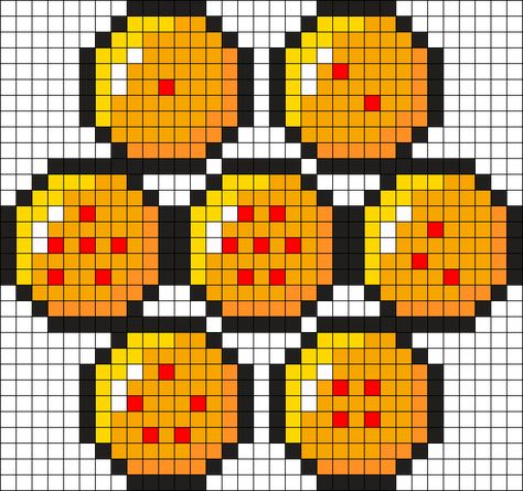 Dragonball Z Balls Perler Bead Pattern / Bead Sprite Dragon Ball Z Perler Bead Pattern, Dbz Perler Beads, Dragon Ball Cross Stitch, Dragon Ball Z Perler, Dragon Ball Perler, Perler Dragon, Pixel Art Dragon Ball, Grille Pixel Art, Perler Bead Designs