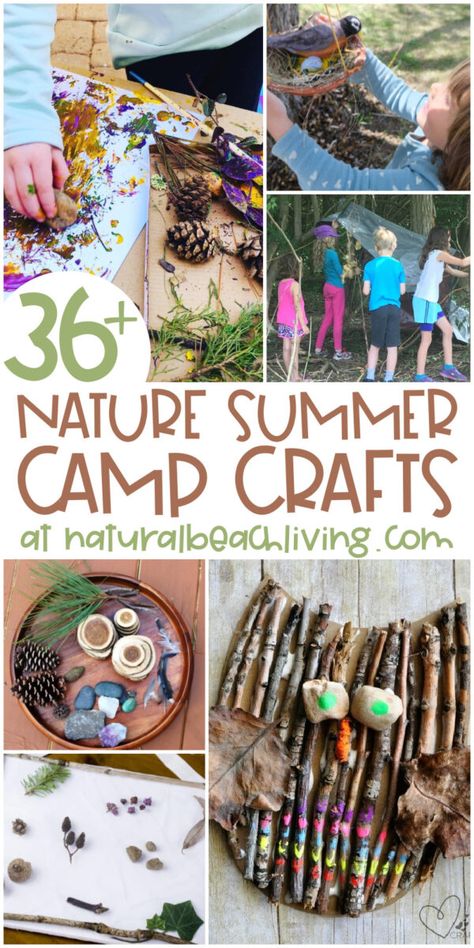 Nature Summer Camp Theme Activities - Natural Beach Living Crafts Using Outdoor Materials, Nature Theme Kindergarten, Summer Forest School Activities, Nature Toddler Crafts, Nature Theme Crafts Preschool, Summer Provocations Preschool, Nature Themed Activities For Kids, Nature Theme Preschool, Outdoor Art Ideas