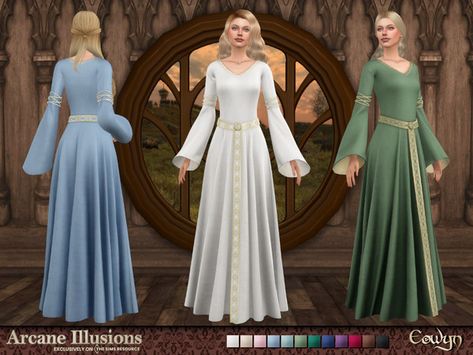 Sifix Sims 4 Dress, Eowyn Dress, Sims Historical, Sims Royal, Merida Dress, Carol Dress, Sims 4 Decades Challenge, Sims Medieval, Die Sims 4