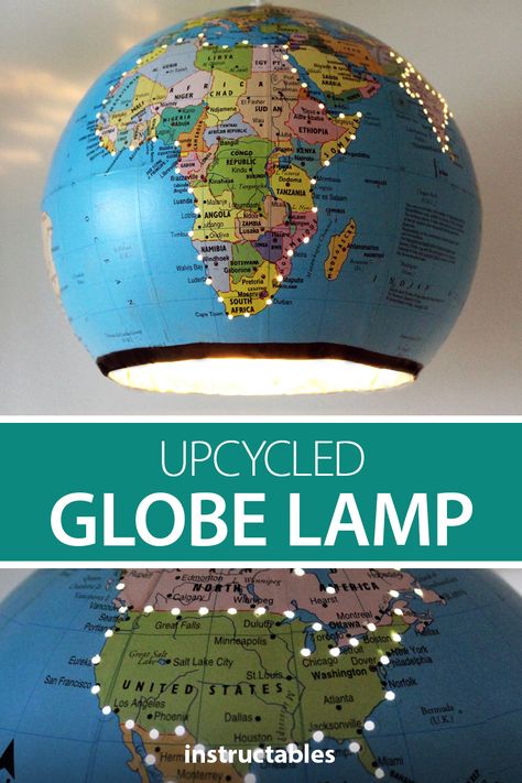 Globe Hanging Light, Recycle Lamp Ideas, Upcycled Lamps, Globe Recycle Ideas, Globe Lamp, Repurposed Globe Ideas, Globe Light, Lamp Globes Repurposed, Diy Globe Projects