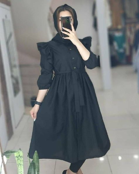 Simple Modest Dresses Casual, Stylish Dress Book Pakistani, Black Pakistani Dress, Stylish Short Dresses, Pakistani Dresses Casual, Modest Dresses Casual, Muslim Fashion Dress, Sleeves Designs For Dresses, Simple Pakistani Dresses