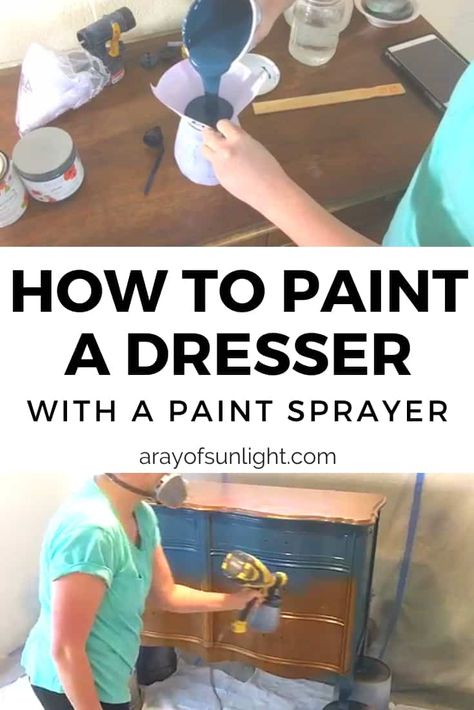 Diy Paint Sprayer, Paint A Dresser, Paint Hacks, Restore Furniture, Room Improvement, Spray Paint Furniture, How To Spray Paint, Paint Removal, Using A Paint Sprayer