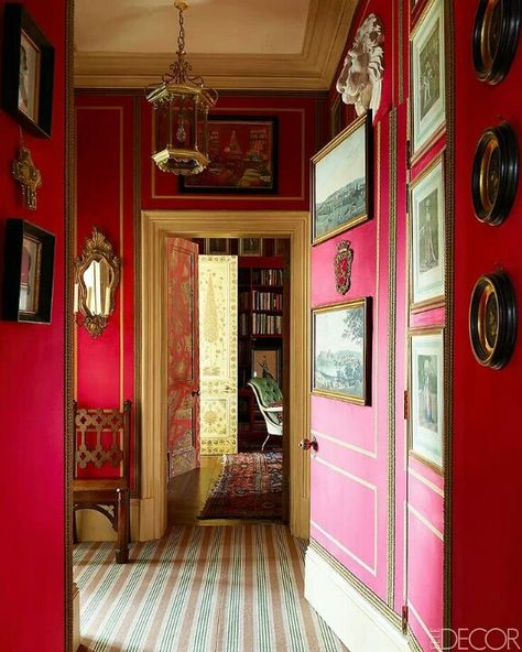 ... London Home Decor, Gothic Chair, Red Accent Wall, London Apartment, Red Rooms, Red Walls, Red Interiors, Red Accents, New Wall