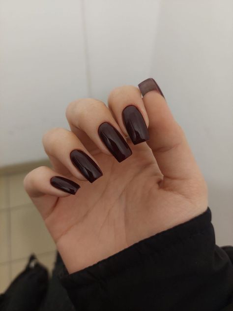 Simple Nails Dark Colors, Dark Nails Square, Dark Square Nails, Mahogany Nails, Square Nails Long, Dark Color Nails, Blue Stiletto Nails, Witchy Nails, Strawberry Wine