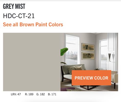 Grey Mist Behr Paint, Gray Mist Behr Paint, Behr Grey Mist, Behr Gray, Farmhouse Grey, Brown Paint Colors, Behr Paint Colors, Behr Paint, Brown Paint