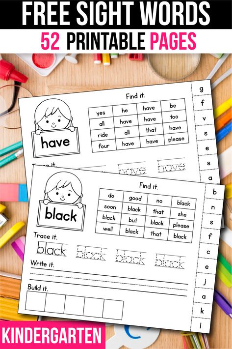 Sight Words Kindergarten Printables, Preschool Sight Words, Sight Word Fluency, Sight Word Sentences, Sight Words Printables, Teaching Sight Words, Sight Word Reading, Sight Word Worksheets, Sight Words Kindergarten