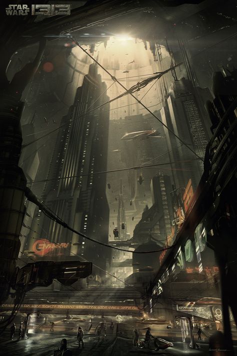 Star Wars 1313, Dystopian City, Concept Art Landscape, Ville Cyberpunk, Futuristic Cities, Environment Inspiration, Art Cyberpunk, Sci Fi Landscape, Dark Future