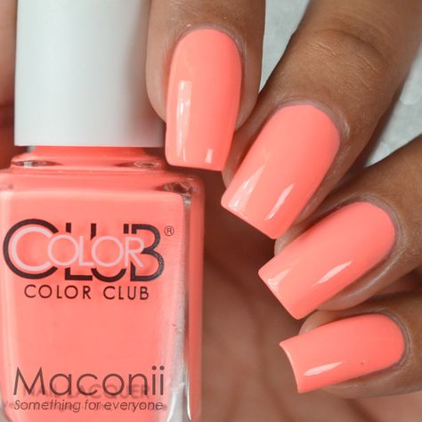 Salmon Nails, Coral Gel Nails, Peach Colored Nails, Color Club Nail Polish, Cute Nail Colors, Unghie Sfumate, Peach Nails, Coral Nails, Nail Candy