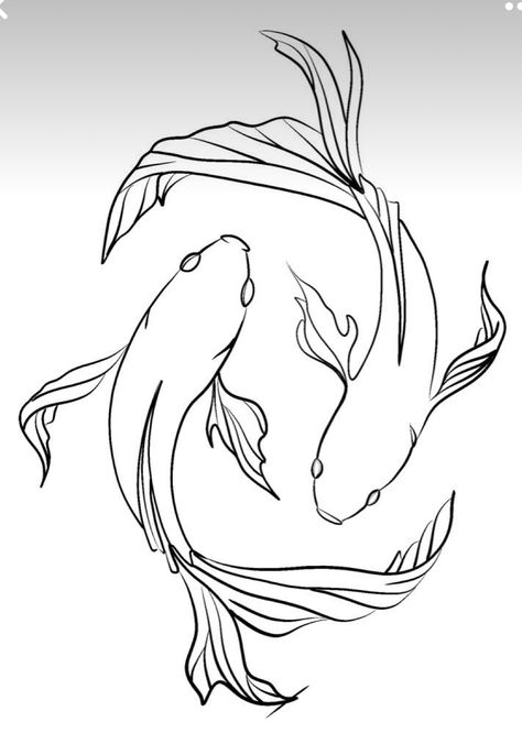 Koi Fish Silhouette, Two Koi Fish Drawing, Koi Fish With Lotus Tattoo, Koi Fish Drawing Simple, Koi Fish Line Art, Fish Outline, Koi Fish Drawing, Soyut Sanat Tabloları, Fish Drawings