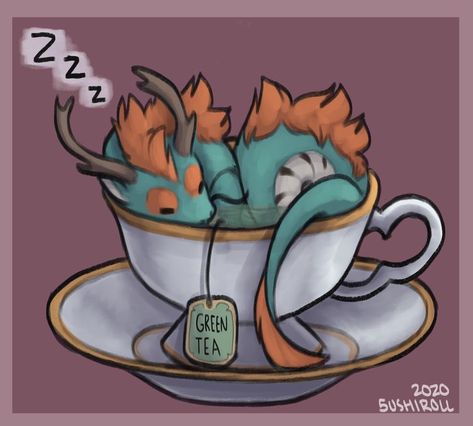 Green Dragon Illustration, Adorable Dragon Art, Dragon Food Art, Dragon Laying Down, Baby Dragon Drawing, Teacup Dragon, Cute Dragon Art, Tea Dragons, Simple Dragon Drawing