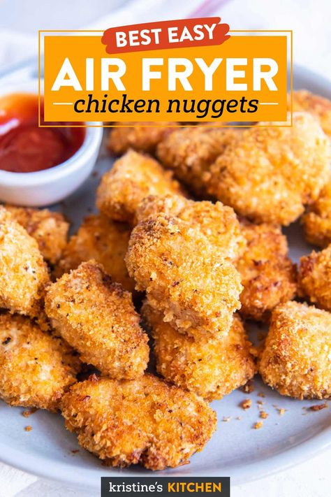 Spicy Chicken Nuggets Air Fryer, Chicken Nugget Recipes Air Fryer, Ninja Dual Zone Air Fryer Recipes, Air Fryer Chicken Chunks, Chicken Nuggets With Canned Chicken, Homemade Chicken Nuggets Air Fryer, Air Fryer Chicken Nuggets Homemade, Air Fryer Nuggets, Chicken Nuggets In Air Fryer