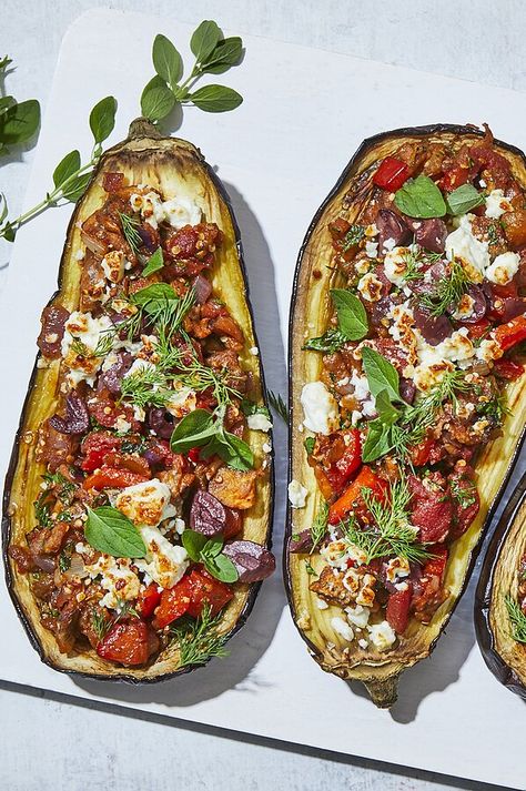 Eggplant Recipes Easy, Stuffed Eggplant, Eggplant Dishes, Couscous Recipes, Eggplant Recipes, Mediterranean Diet Recipes, Greek Recipes, Mediterranean Recipes, Vegetarian Dishes