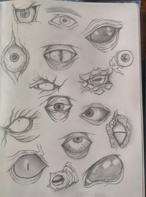 Cool Sketch Ideas Eyes, Creepy Eye Drawing Reference, One Eyed Monster Drawing, Possessed Eyes Drawing, Creepy Eyes Reference, Anime Demon Eyes Drawing, Scary Eyes Demons, Gory Eye Drawing, Demonic Drawings Sketches