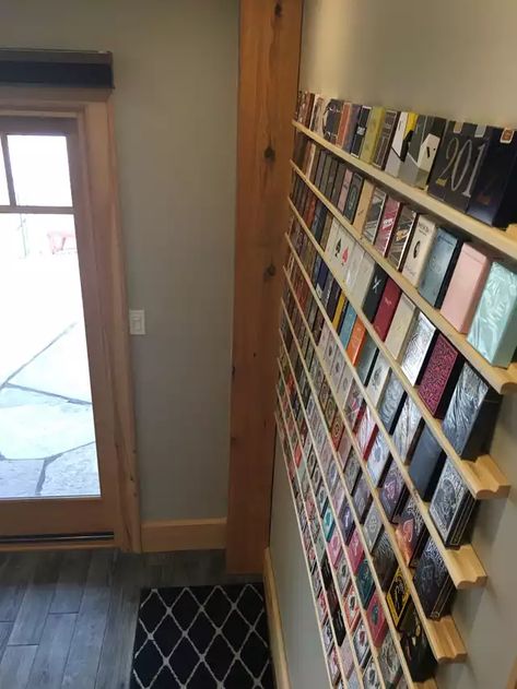 New display for the collection! - Imgur Playing Card Collection Display, Trading Card Display, Diy Display, Collection Display, Room Display, Card Collection, Gothic Home Decor, Pokemon Card, Gothic House