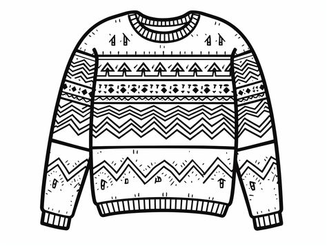 illustration of Get creative with sweater designs Sweater Coloring Page, Sweaters Drawing, Mandala Turtle, Sweater Designs, Coloring Page For Adults, Winter Fun, Get Creative, Free Prints, Sweater Design