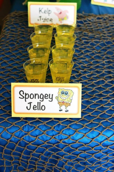 Spongebob Jello Shots, Spongebob Squarepants Party Ideas, Spongebob Party Decorations Ideas, Spongebob Themed Alcoholic Drinks, Spongebob Party Games For Adults, Spongebob Alcoholic Drinks, Spongebob Inspired Food, Spongebob Theme Party 25, Spongebob Themed Drinks