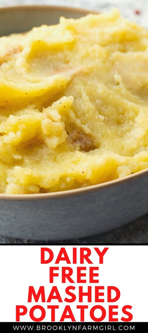 These CREAMY Garlic DAIRY FREE Mashed Potatoes are the best! Enjoy this easy to make vegan mashed potatoes recipe that uses broth and olive oil instead of milk! Perfect for everyday dinner or Thanksgiving - you won't believe how good and healthy these are! Mashed Potatoes No Milk, Vegan Mashed Potatoes Recipe, Mashed Potatoes Thanksgiving, Dairy Free Mashed Potatoes, Pasta Bake Easy, Soy Free Dairy Free, Vegan Mashed Potatoes, Mashed Potatoes Recipe, Side Dishes For Chicken