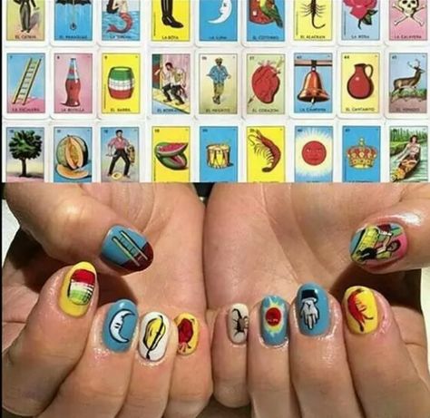 Loteria!!! Loteria Nails, Pinup Hair, Nails Colorful, Crazy Nail Art, Witchy Nails, Finger Art, Stylish Nails Designs, Mermaid Nails, Pin Up Hair