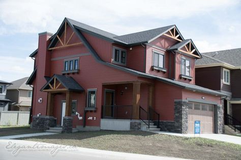 Found on Bing from rockhouseinndulverton.com Red Siding House Exterior, House Black Trim, Black Trim Exterior House, Red House Exterior, Exterior House Siding, White Exterior Houses, Red Houses, House Trim, Exterior House Color