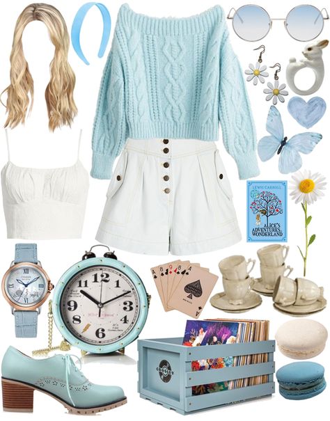 Casual Alice In Wonderland Outfits, Alice In Wonderland Clothing Inspiration, Alice In Wonderland Modern Outfit, Alice In Wonderland Outfit Inspiration, Alice And Wonderland Outfit Ideas, Alice And Wonderland Party Outfit, Alice In Wonderland Inspired Outfits Casual, Alice In Wonderland Outfits Ideas, Alice In Wonderland Inspired Outfits Aesthetic