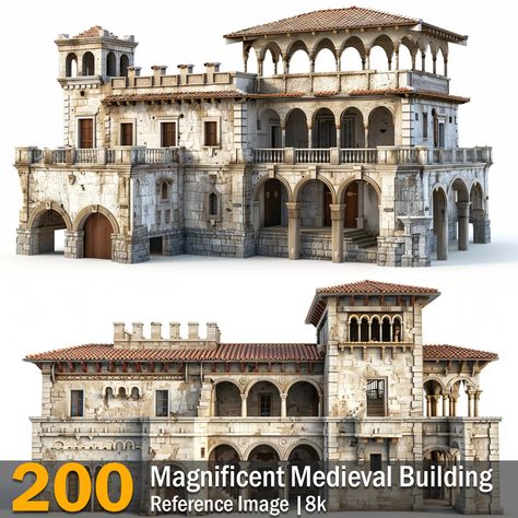 Magnificent Medieval Building  | Reference Images | 8K,  on ArtStation at https://www.artstation.com/artwork/041G3e Medieval Castle Floor Plans, Alchemist Laboratory, Isometric Medieval, Medieval Alchemist, Medieval Mansion, Small Chateau, Medieval Home, Royal Building, Building Reference