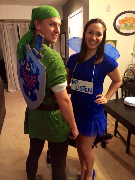 Link and Navi via Reddit user Meowshelle Nerdy Couples Costumes, Couple Costumes For Halloween, Zelda Costume, Halloween Costumes Diy Couples, Halloween Duos, Couples Cosplay, Halloween Parejas, Video Game Costumes, Best Couples Costumes